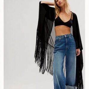 Free People Velvet Dreams Fringe Kimono